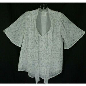 Sienna Sky Top Small Polka-Dot V-Neck Flutter Sleeve Womens
